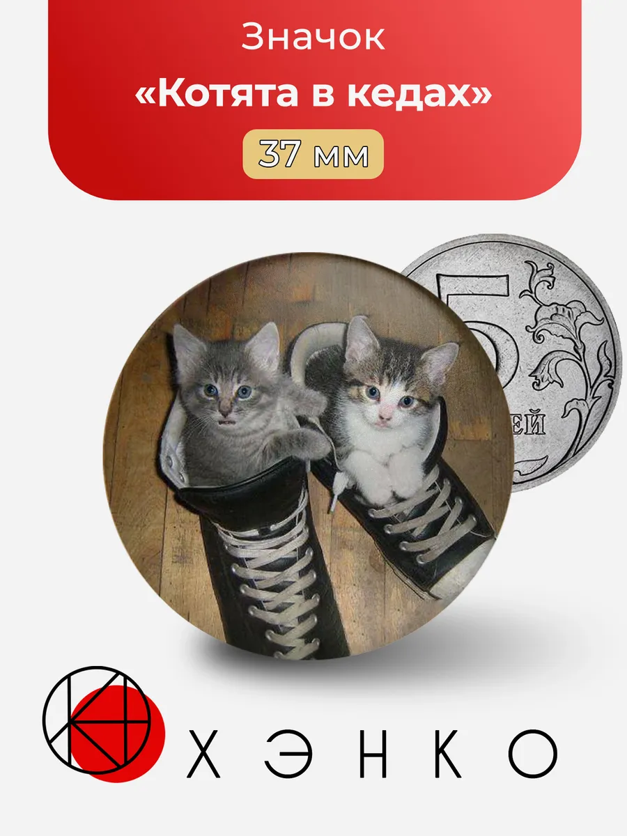 Котята в кедах значок