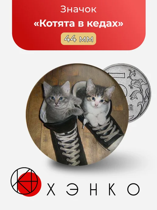 Котята в кедах значок