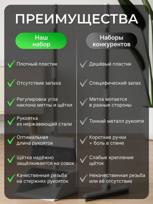 ИдеяЛайк Веник с совком для уборки 3 в 1, серый, фото 7