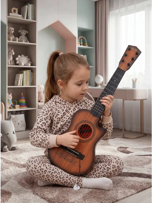 Fakeltoyz Гитара игрушечная детская для начинающих, коричневый, фото 4