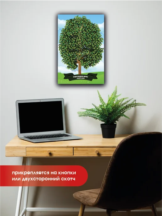 РА АНТУРАЖ Плакат родословное древо 60х40 см. с наклейками, 60x40 см, фото 5