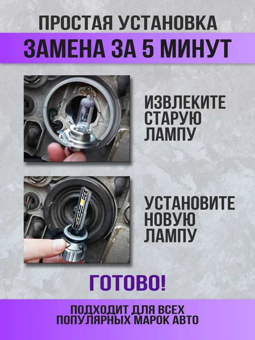 Darkshift Лампы H27 (881) E2 светодиодные автолампы Н27W 2, 27 Вт, фото 6