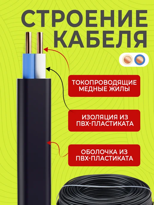 Кабель силовой ВВГ-Пнг(А)-LS 3х2,5 медный 100 м для проводки, 2x1.5, 100 м, фото 2