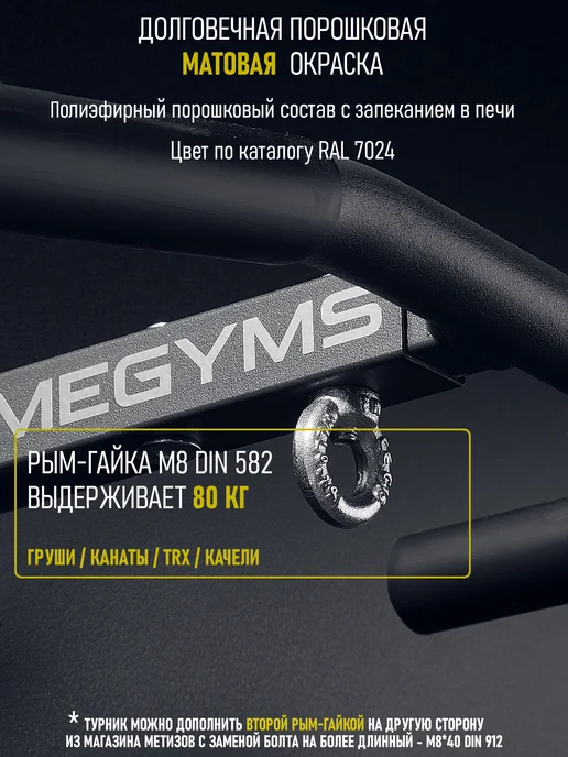 HOMEGYMS Серия "Профессионал" турник 3 в 1 усиленный настенный, серый, фото 4