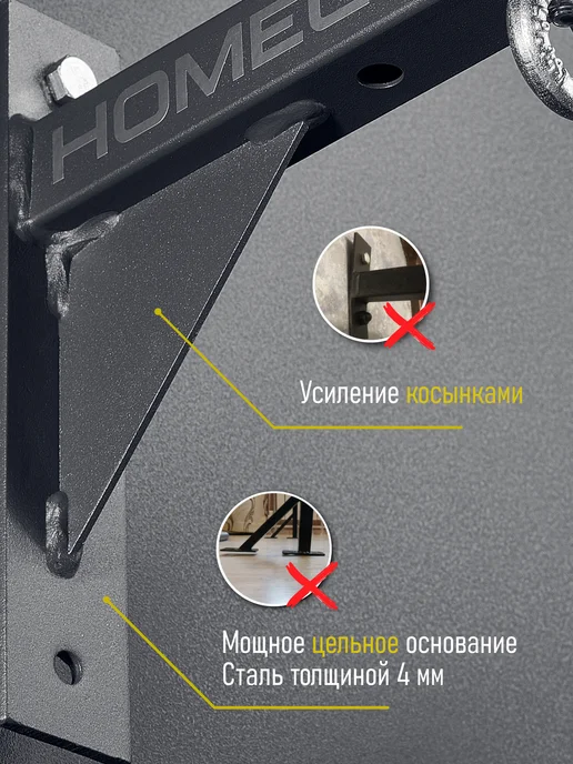 HOMEGYMS Серия "Профессионал" турник наддверный усиленный 3 хвата, серый, фото 6