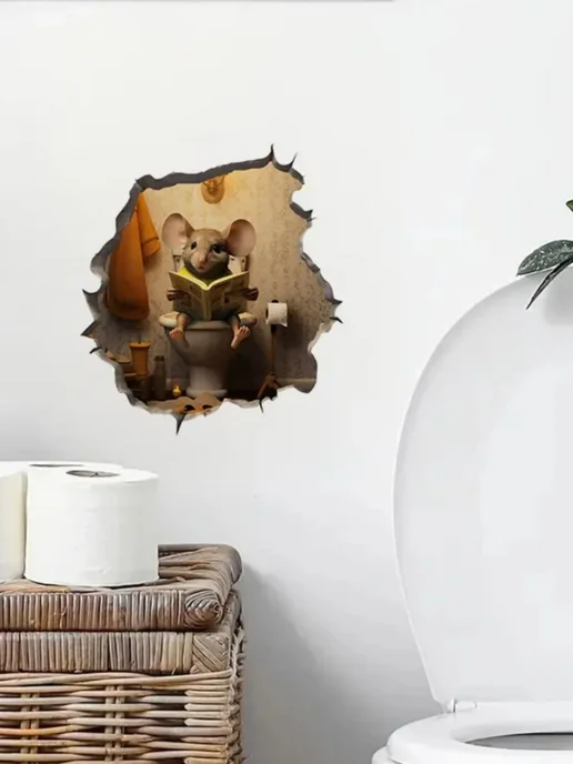 Crazy Panda 3D наклейка на стену интерьерная мышонок, серый, фото 4