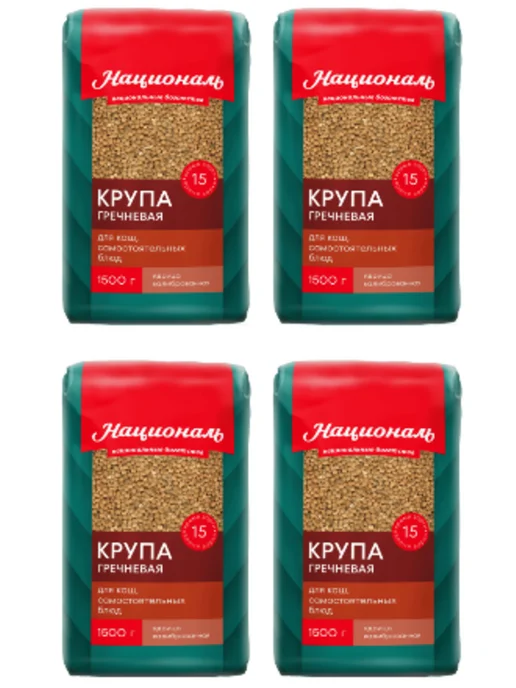 Националь Крупа гречневая 1500 г 4 шт, 1,5 кг, 4 шт