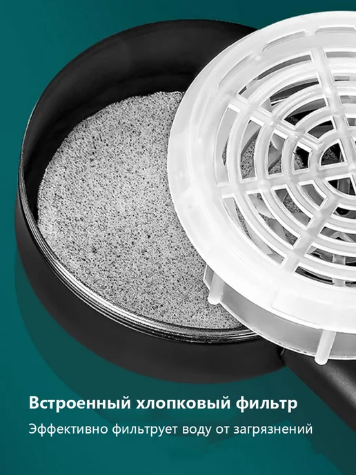Лейка для душа металлическая водосберегающая, черный, фото 2