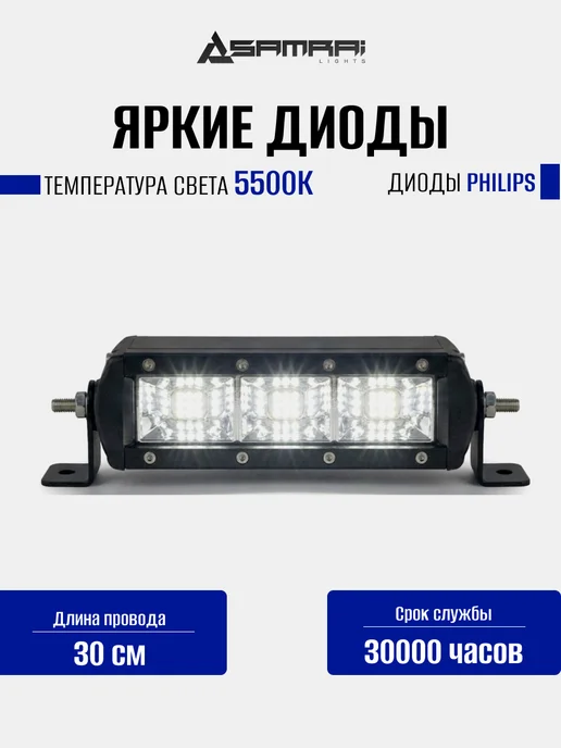 Samrai Lights Светодиодная балка однорядная 36Вт ближний (диоды Philips), 36 Вт, фото 2