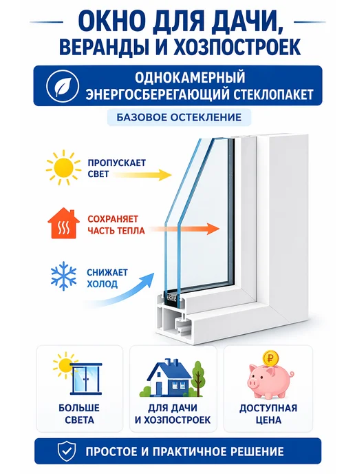 ОКНА911 Окно пластиковое ш.700*1000 КВЕ откидное однокамерное сетка, вариант, фото 4
