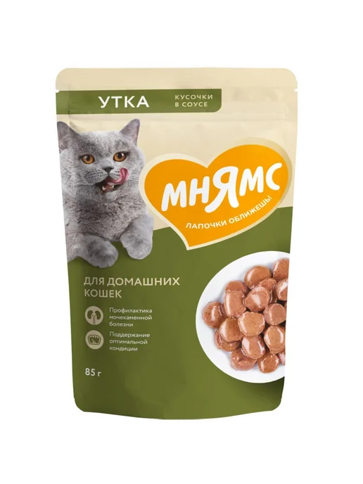 Мнямс Влажный корм для стерилизованных кошек с уткой, 85г*24шт, 85 г, 24 шт, фото 6