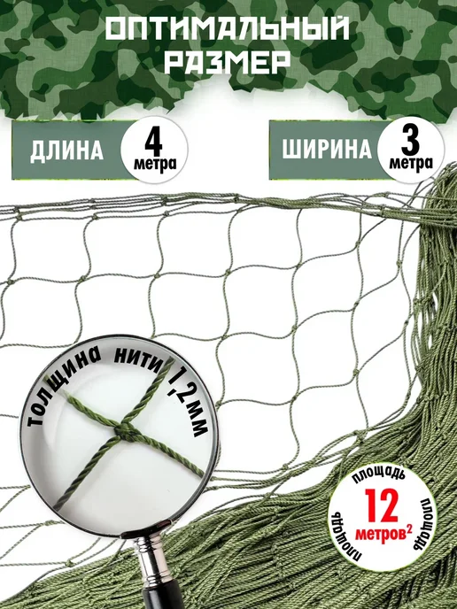 Setka Основа для плетения маскировочной сети 3х4м, 3x4 м, фото 2