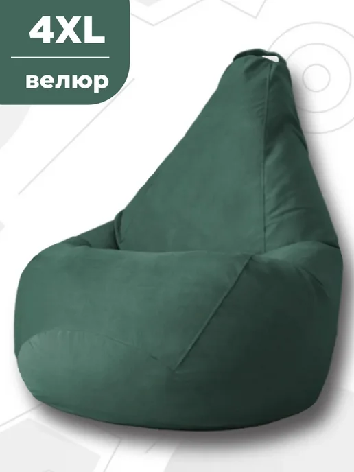 CoolPouf Кресло мешок 4XL микровелюр большой для взрослых, зеленый