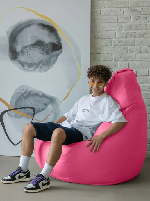 CoolPouf Кресло мешок 4XL дюспо большой для взрослых, розовый, фото 3