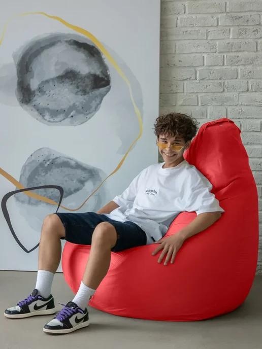 CoolPouf Кресло мешок 4XL дюспо большой для взрослых, красный, фото 3