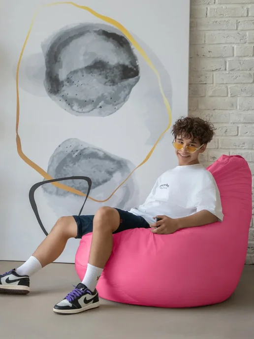COOLPOUF Кресло-мешок Груша, Дюспо, Размер XXXL,коричневый, розовый, фото 3