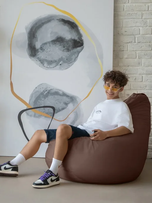COOLPOUF Кресло-мешок Груша, Дюспо, Размер XXXL,коричневый, коричневый, фото 3