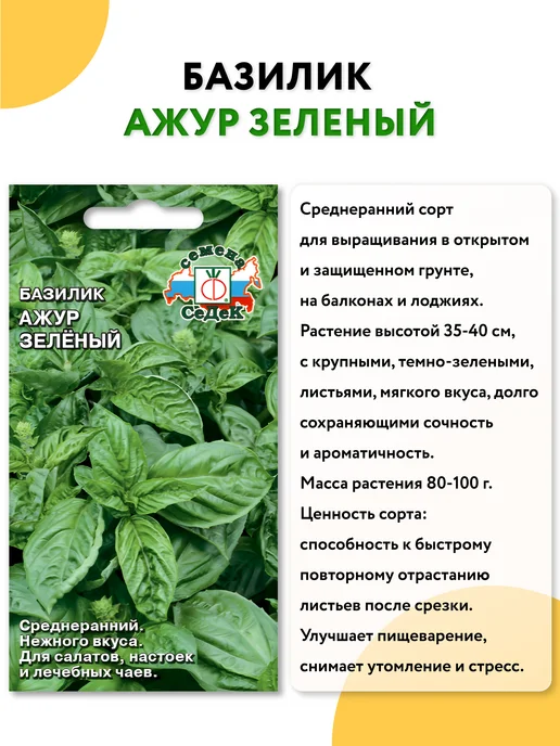 СеДеК Семена базилика для посадки Зеленый, Фиолетовый, зеленый, фото 2