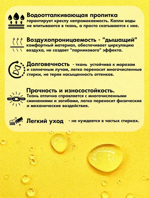 CoolPouf Кресло мешок 4XL полиэстер большой для взрослых, желтый, фото 6