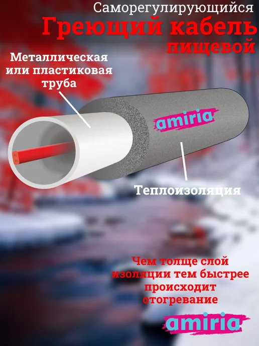 Amiria Кабель греющий на трубу 7 метров, 8 м, фото 3