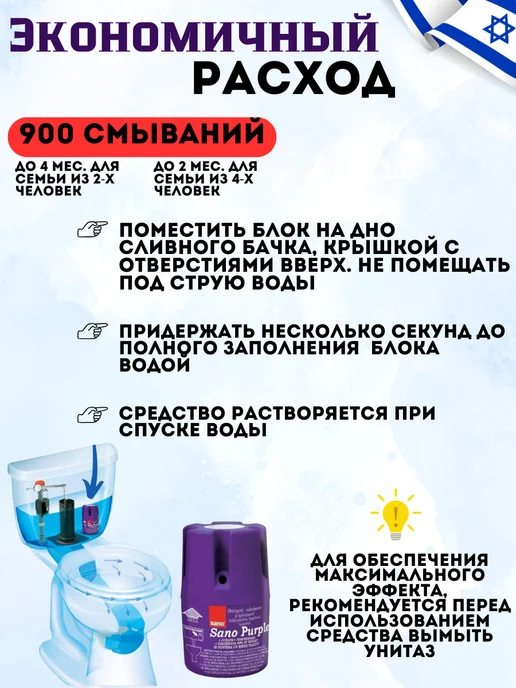 SANO Погружной блок для унитаза Purple Фиолетовый 150 г, 150 г, фото 4